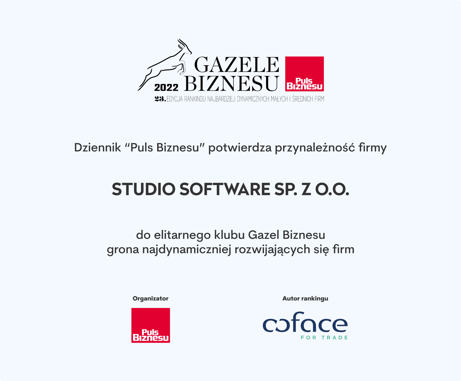 Business Gazelles Award for Studio Software