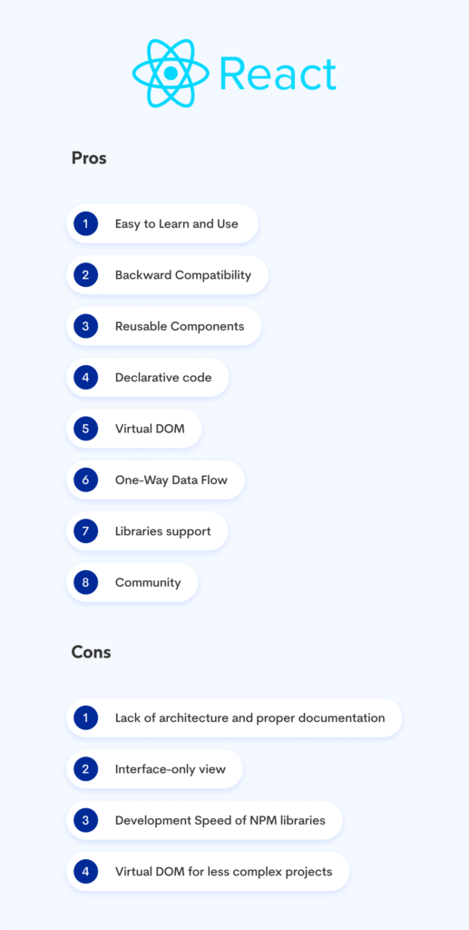 react.js pros and cons